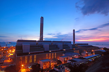 Image showing coal power station and night blue sky 