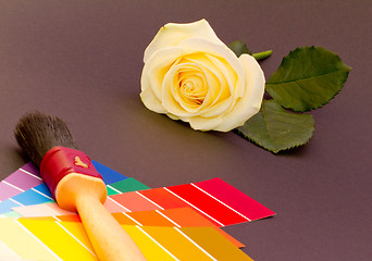 Image showing Painting a white rose