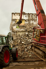 Image showing Demolishing a block of flats