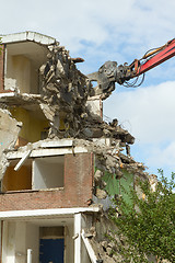 Image showing Demolishing a block of flats