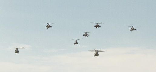 Image showing AH-64, cougar, chinook helicopters