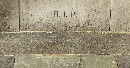 Image showing The letters RIP on an old grave