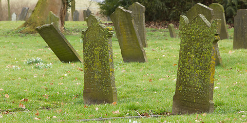 Image showing Tombstones on an old graveyard