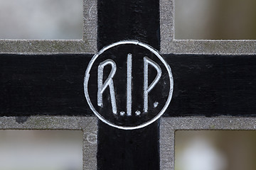 Image showing The letter RIP on a grave