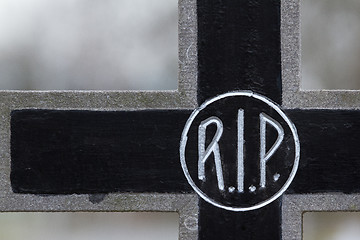 Image showing The letter RIP on a grave