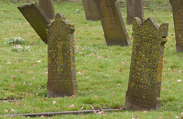 Image showing Tombstones on an old graveyard