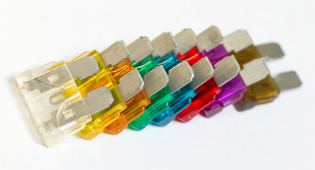 Image showing A row of car fuses