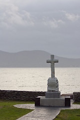 Image showing A celtic cross in an Irish scenery 