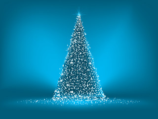 Image showing Abstract blue christmas tree on blue. EPS 8