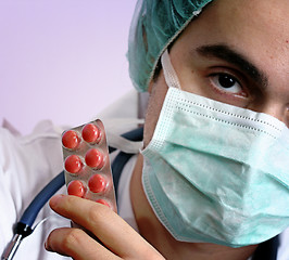 Image showing Portrait of a young doctor with stethoscope.