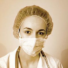 Image showing Portrait of a young doctor with stethoscope.