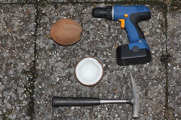 Image showing coconut opening tools