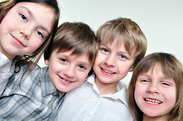 Image showing happy schoolmates girls and boys friends