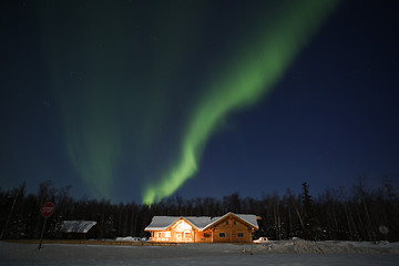 Image showing Aurora Borealis in alaskan night