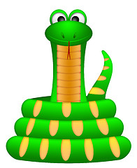 Image showing Cute Green Snake Coil Up Illustration