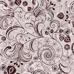 Image showing Seamless brown floral pattern