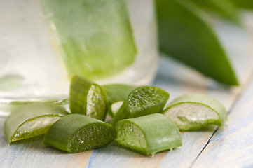 Image showing aloe vera juice with fresh leaves