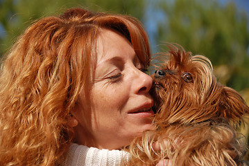 Image showing woman and little dog