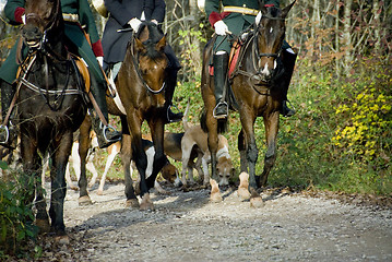 Image showing riders and dogs