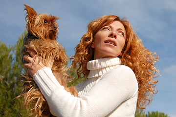 Image showing woman and little dog