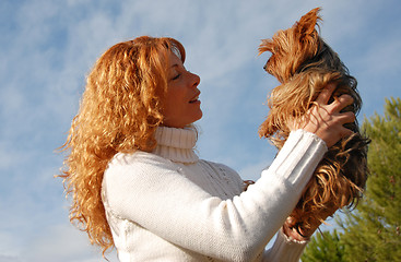 Image showing woman and little dog