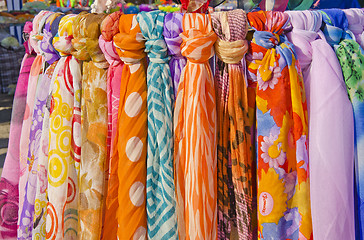 Image showing Multicolor shawls and scarves.