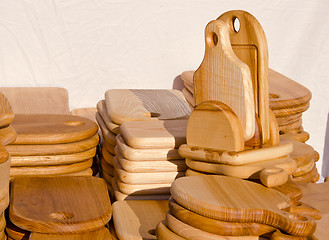 Image showing Wooden kitchen cutting boards.
