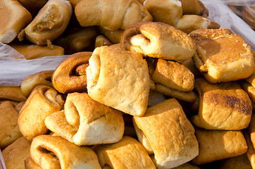 Image showing Bake homemade sweet buns cinnamon sold market fair 