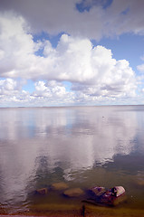 Image showing Sky reflections on lake water.