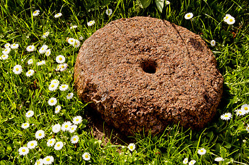 Image showing Millstone resting in grass.