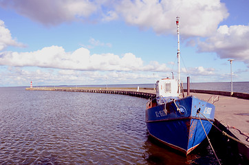 Image showing Moored fishing boat.