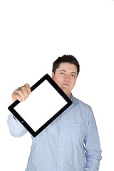 Image showing man showing tablet