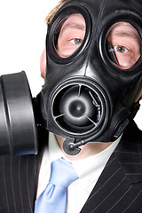 Image showing Man with gasmask and suit