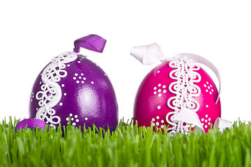 Image showing easter eggs in grass