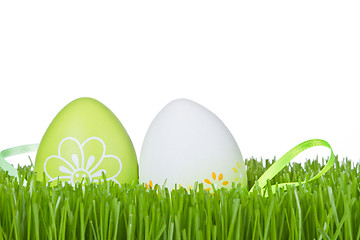 Image showing easter eggs in grass