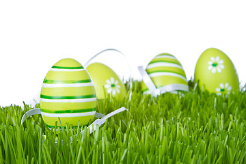 Image showing easter eggs in grass