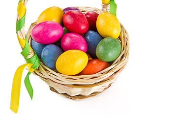 Image showing colorful easter eggs in basket