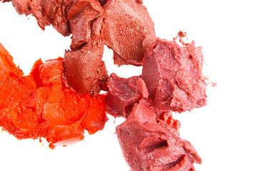 Image showing smudged lipsticks