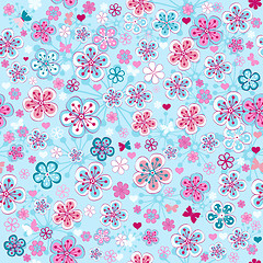 Image showing Seamless blue floral pattern