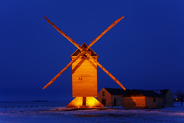 Image showing Traditional wooden windmill