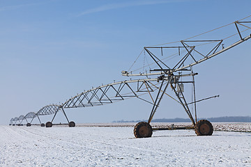 Image showing Irrigation pivot in winter