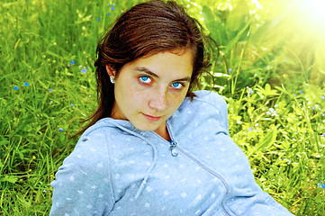 Image showing Portrait of the blue -eved girl