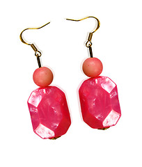 Image showing Earrings made of plastic and glass pink