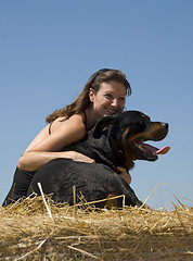 Image showing woman and rottweiler