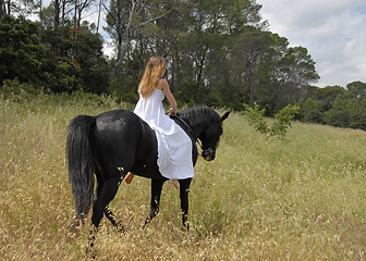 Image showing bride and horse