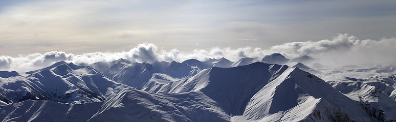 Image showing Panorama of evening mountains