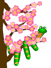 Image showing Chinese New Year Snake on Cherry Blossom Tree