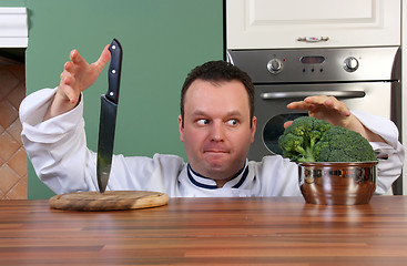 Image showing Chef and broccoli