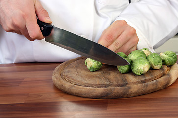 Image showing Chef and brussel sprouts