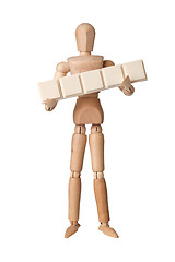 Image showing Figurine with five empty text blocks